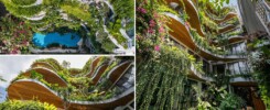 Волнистые Балконы С Нависающими Растениями Являются Особенностью Дизайна Этого Многоквартирного Дома